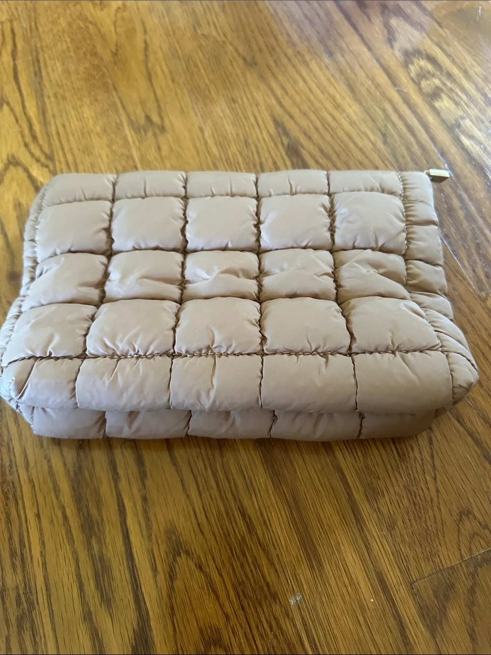 Quilted Puffer Cosmetic Pouch – Beige